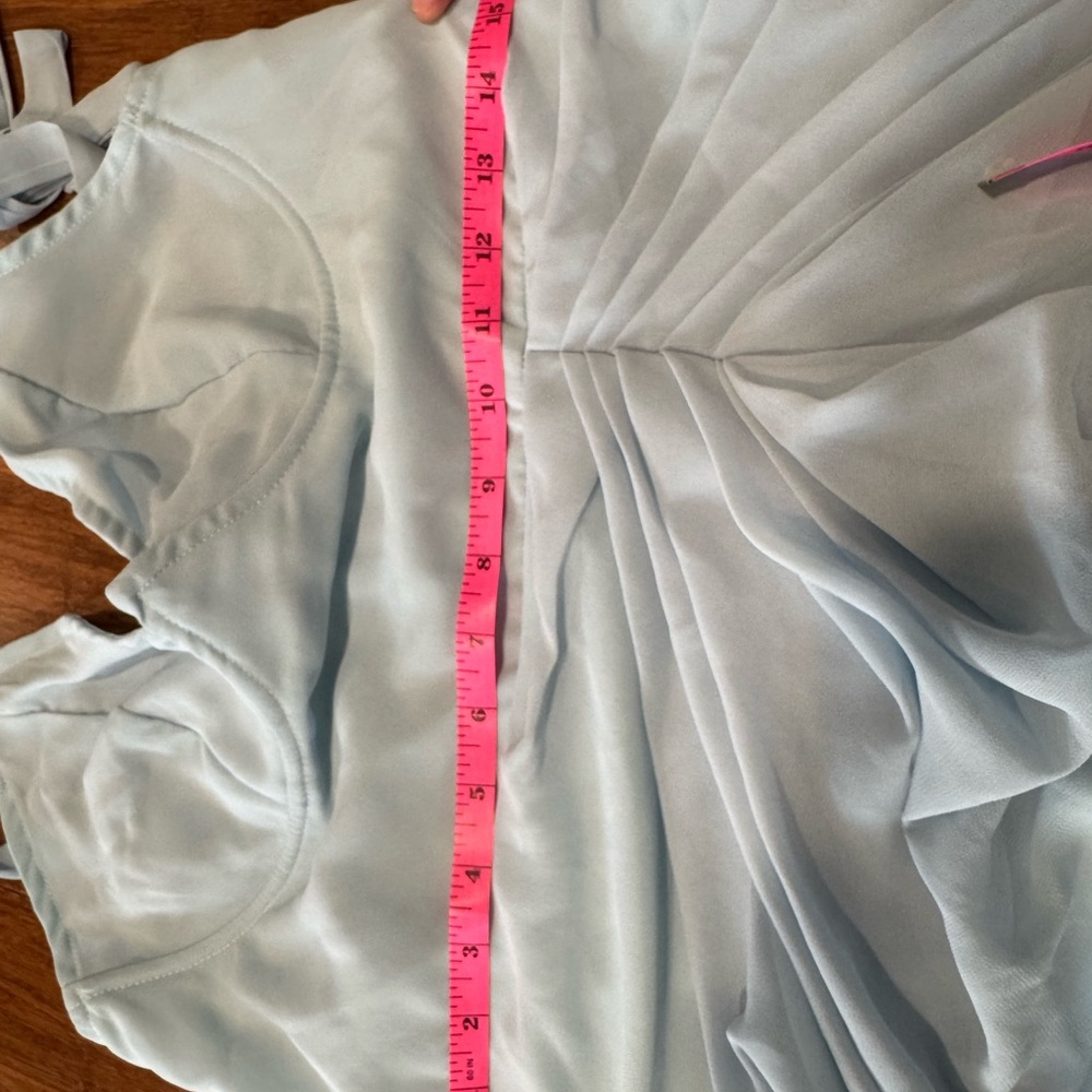 PLT Light Blue Ruched Bodycon Dress Size 10 Underwire Slit Date Night Going Out - Picture 9 of 10